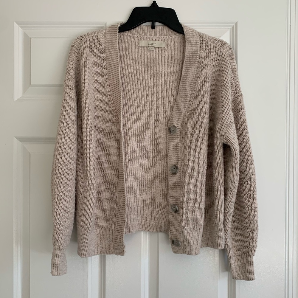 LOFT Beige Knit Cardigan